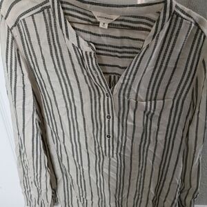 Lucky Brand Women's Blouse - Black and White Stripes